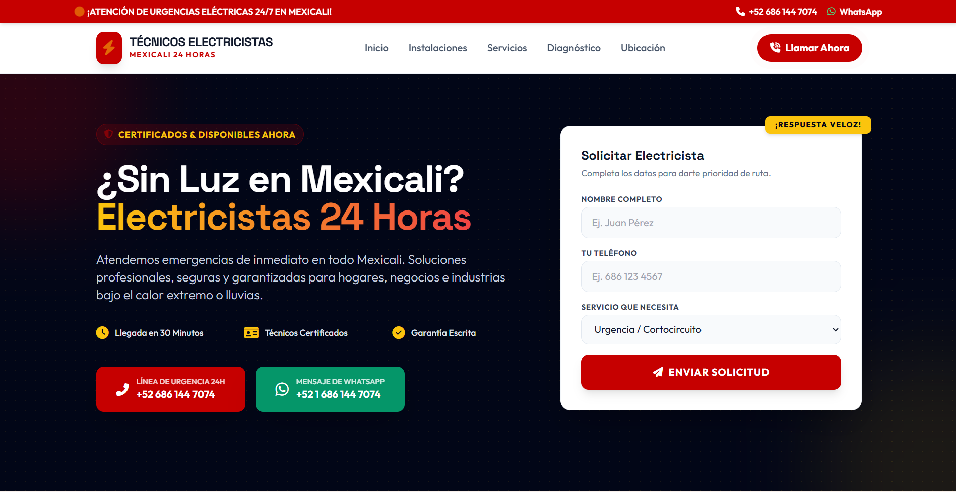 Técnicos Electricistas Website