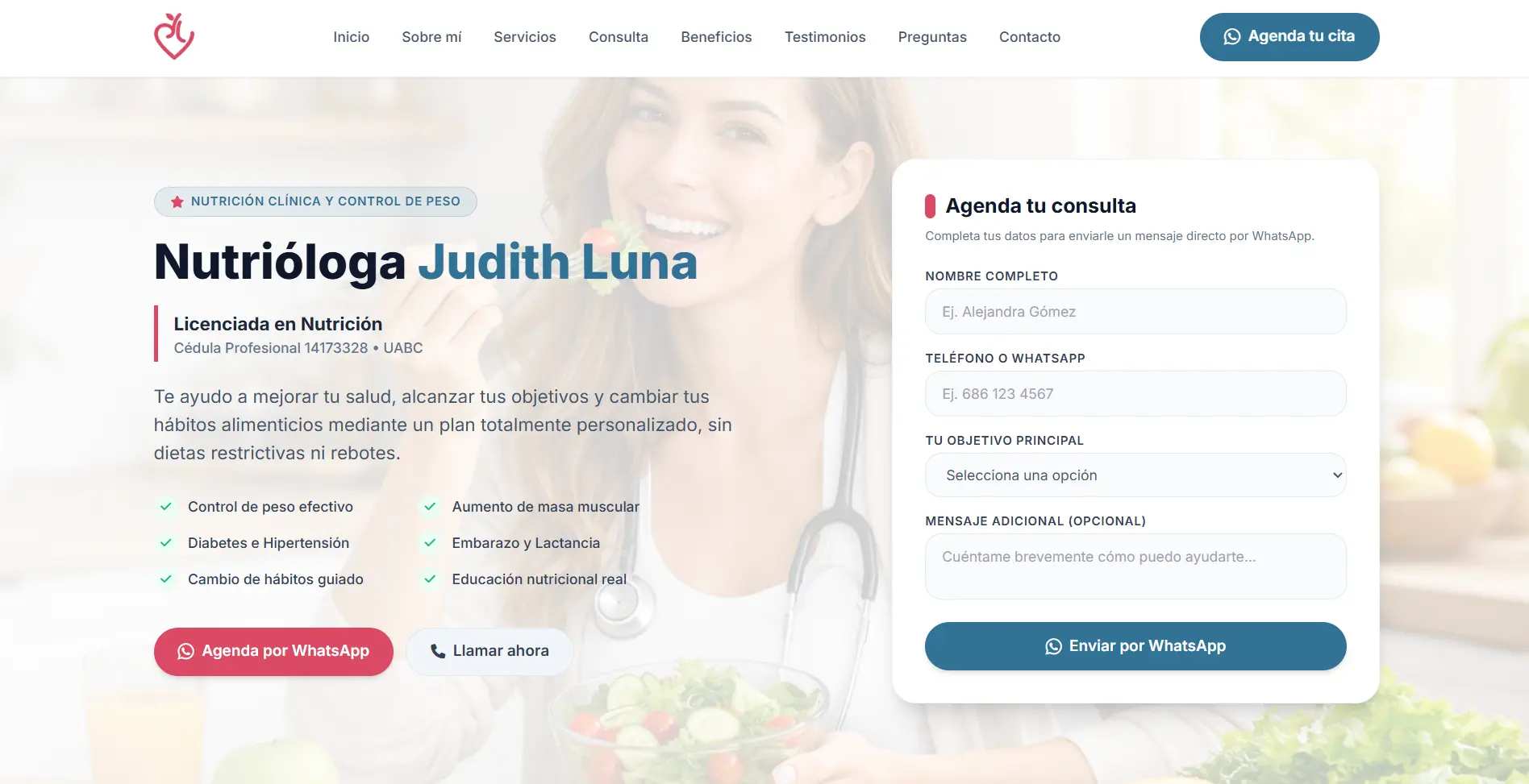 Nutrióloga Judith Luna Website